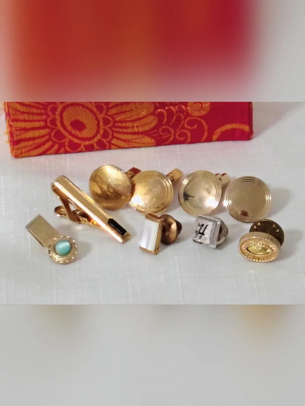 Collection Of Vintage Cufflinks & Tie Tack Lot Of 7 Items